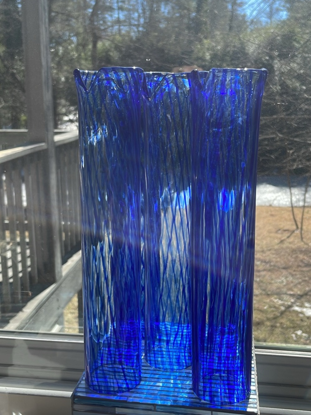 ❤️5 Handblown Fluted Art Glass – Deep Cobalt Decorative Accent - Picture 3 of 7